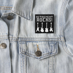 Badge Carré 5 Cm Retraite Rocks Guitare Amateurs Retraite