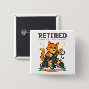 Badge Carré 5 Cm Retraité Sous Nouvelle Direction Voir Chat Pour Le