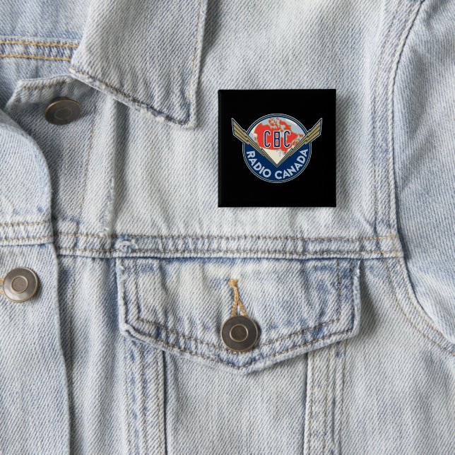 Badge Carré 5 Cm  Rétro 1940-1958 (En situation)