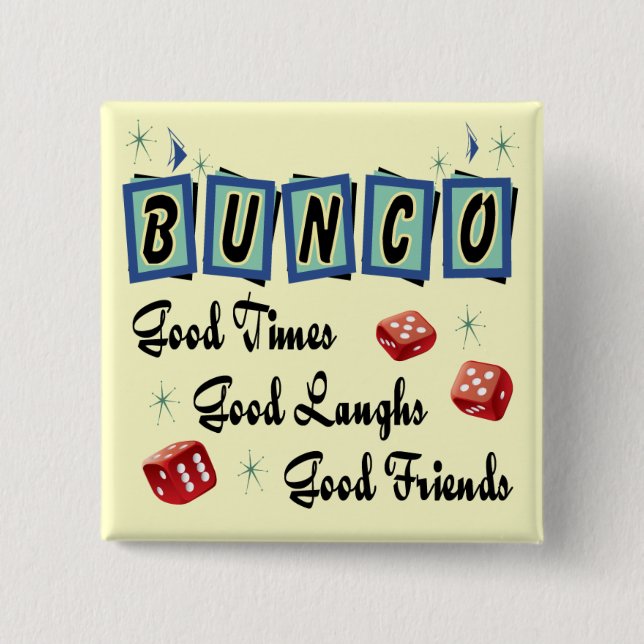 Badge Carré 5 Cm Rétro bouton de Bunco (Devant)