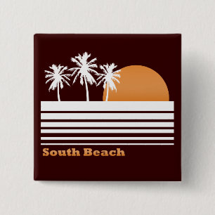 Badge Carré 5 Cm Rétro bouton du sud de plage