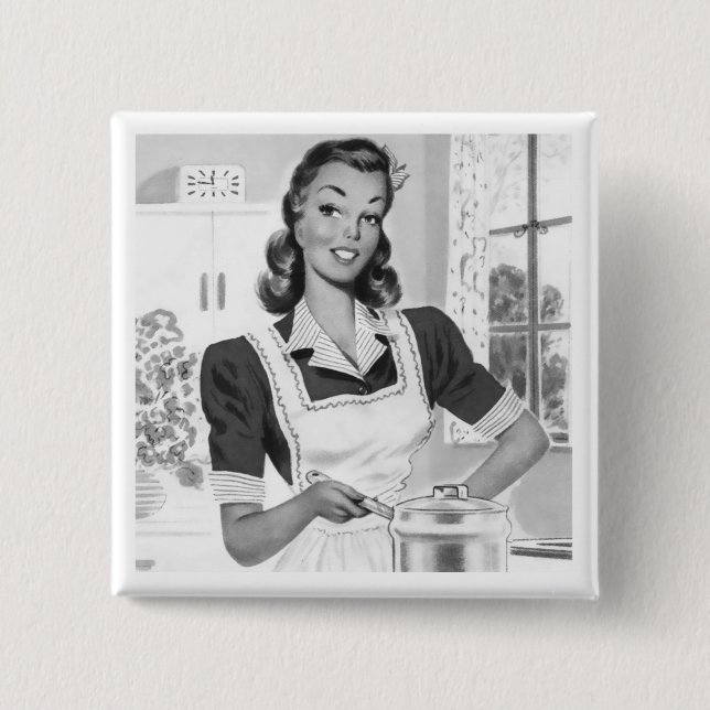 Badge Carré 5 Cm Rétro cuisinier (Devant)