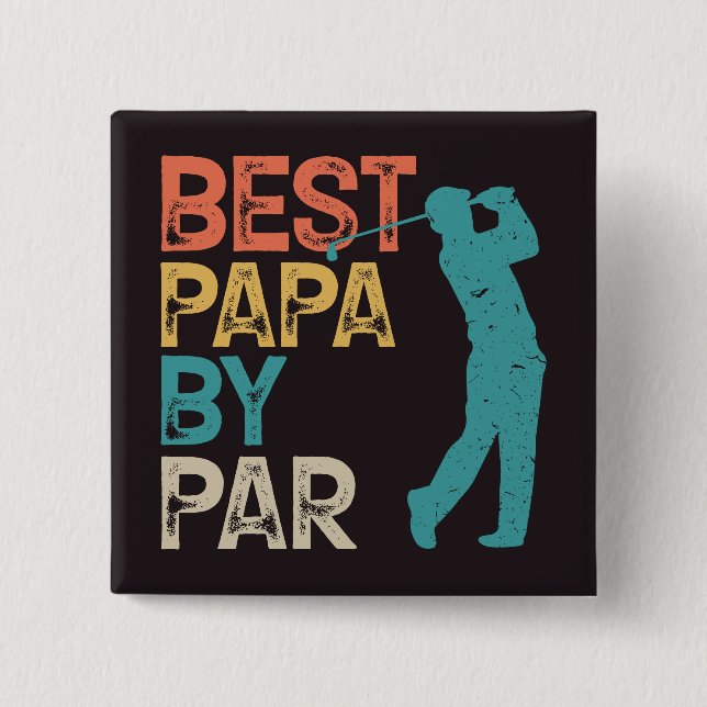 Badge Carré 5 Cm Retro Golfer - Best Papa By Par (Devant)