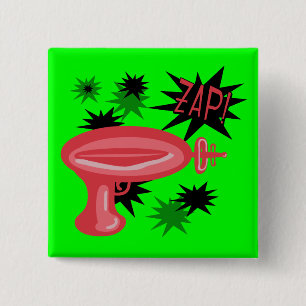 Badge Carré 5 Cm Rétro Raygun rouge