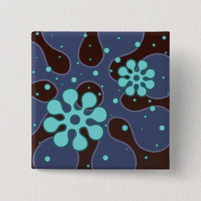 Badge Carré 5 Cm retroflakesstickerBlue (Devant)