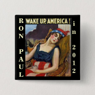 Badge Carré 5 Cm RÉVEILLEZ l'AMÉRIQUE Ron Paul 2012