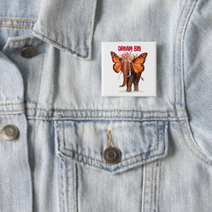 Badge Carré 5 Cm Rêver Gros Comme Un Inspirationnel Éléphant