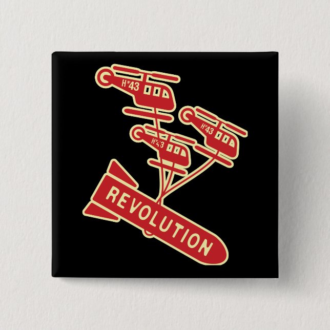 Badge Carré 5 Cm Révolution d'arme nucléaire (Devant)