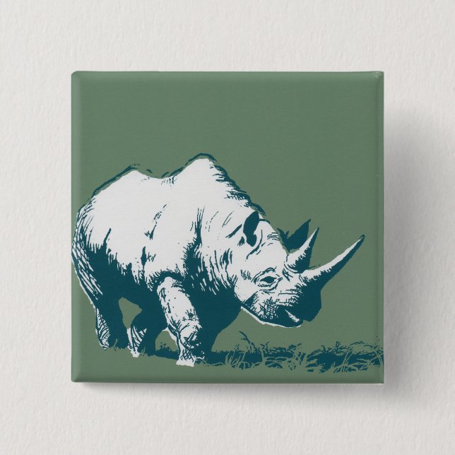 Badge Carré 5 Cm Rhinocéros (Devant)