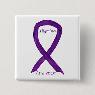Badge Carré 5 Cm Ribbon de sensibilisation à la migraine