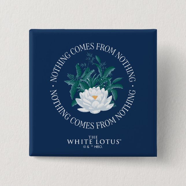 Badge Carré 5 Cm Rien Ne Vient De Rien - Le Lotus Blanc (Devant)