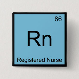 Badge Carré 5 Cm Rn - Infirmière inscrite Chimie Élément Symbole