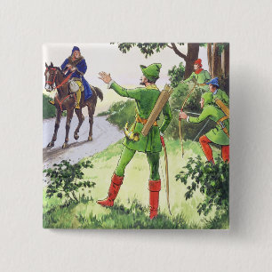 Badge Carré 5 Cm Robin Hood, des "piaulements dans le passé", édité