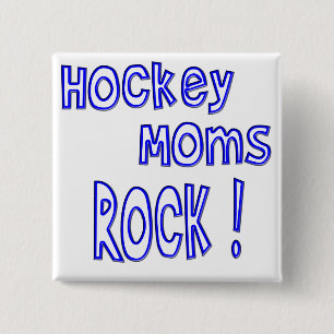 Badge Carré 5 Cm Roche de mamans d'hockey ! (bleu)