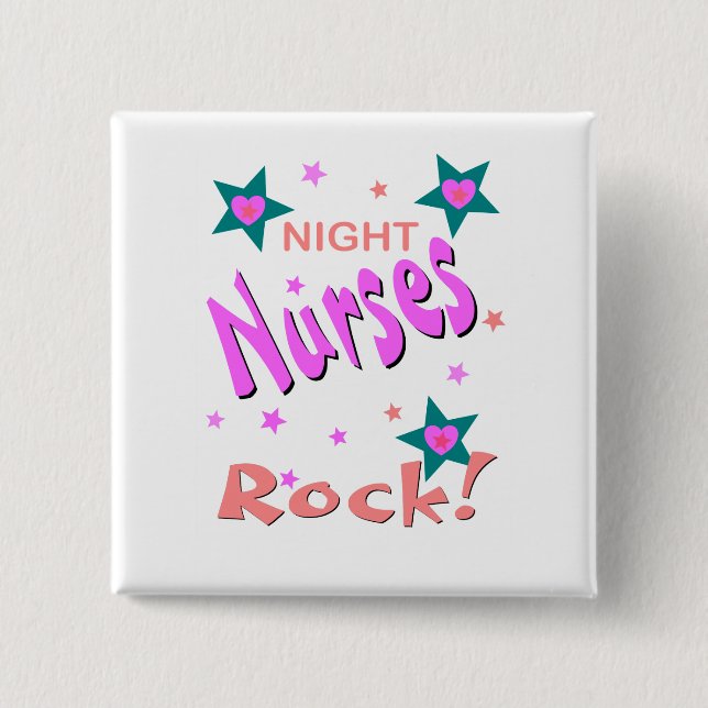 Badge Carré 5 Cm Roche d'infirmières de nuit (Devant)