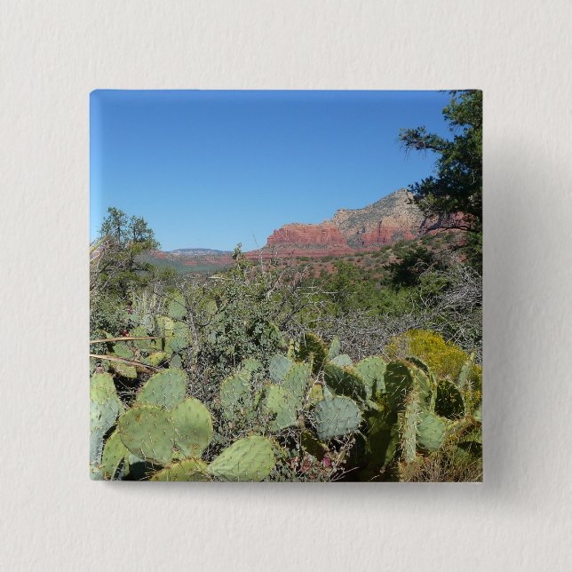 Badge Carré 5 Cm Rochers rouges et cactus I (Devant)