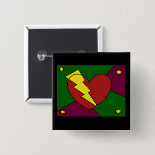 Badge Carré 5 Cm Rock Star Heart