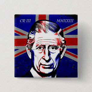 Badge Carré 5 Cm Roi Charles III