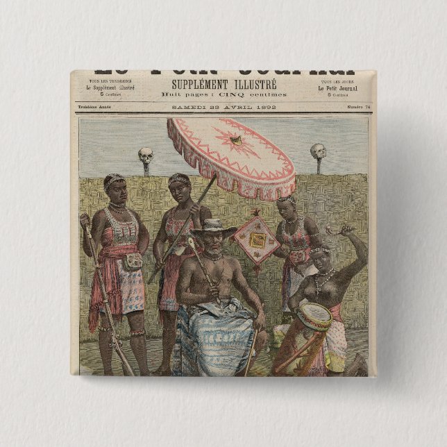 Badge Carré 5 Cm Roi de Behanzin du Dahomey (Devant)