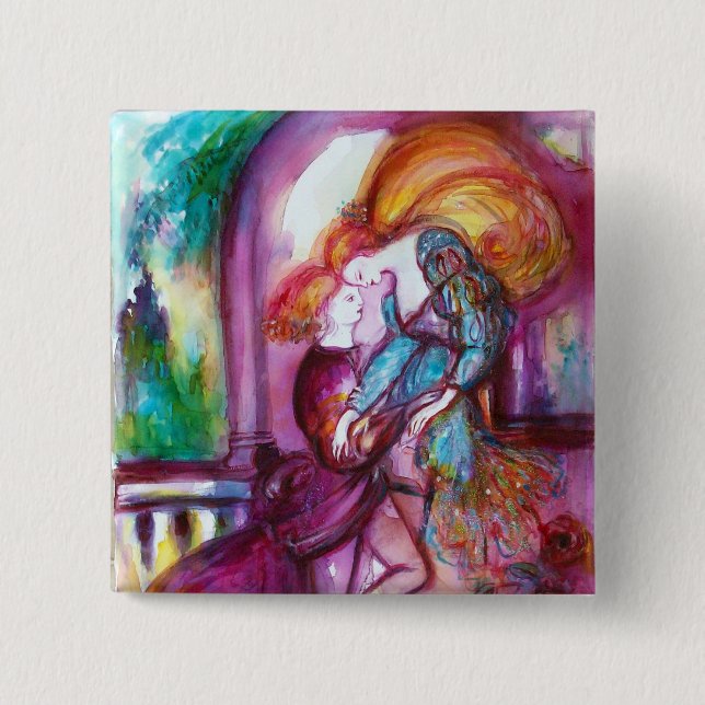 Badge Carré 5 Cm ROMEO ET JULIET Romantique Saint Valentin (Devant)