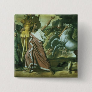 Badge Carré 5 Cm Romulus, conquérant d'Acron, prenant son butin à t