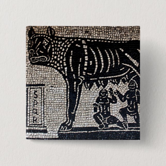 Badge Carré 5 Cm Romulus et Remus (Devant)