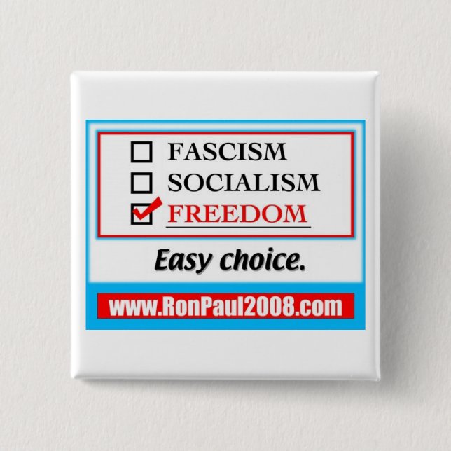 Badge Carré 5 Cm Ron Paul 2008 (Devant)