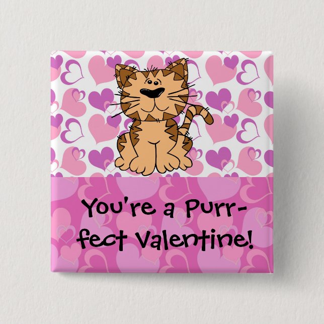 Badge Carré 5 Cm Ronronnement-fect Valentine (Devant)