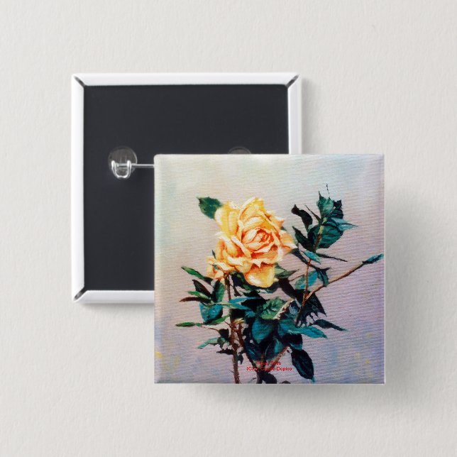 Badge Carré 5 Cm Rosa/Rose (Devant & derrière)