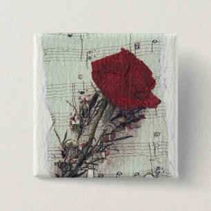 Badge Carré 5 Cm <Rose and Music> par Kim Koza 2