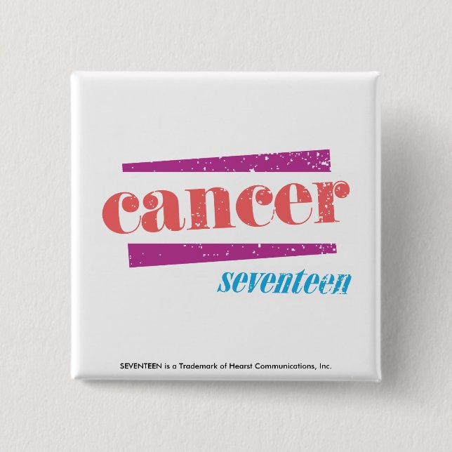 Badge Carré 5 Cm Rose de Cancer (Devant)
