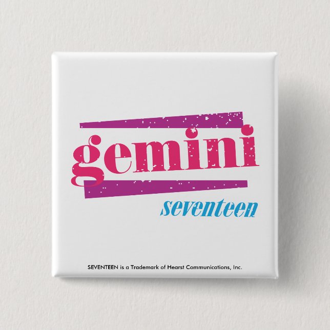 Badge Carré 5 Cm Rose de Gémeaux (Devant)