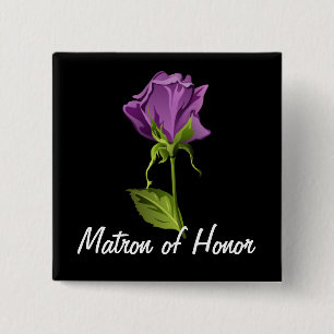 Badge Carré 5 Cm Rose de pourpre sur le noir
