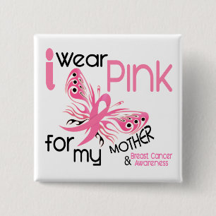 Badge Carré 5 Cm ROSE d'USAGE du cancer du sein I POUR MA MÈRE 45