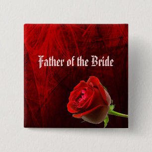 Badge Carré 5 Cm Rose gothique Père du bouton de la mariée