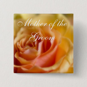 Badge Carré 5 Cm Rose jaune • Bouton de mariage