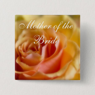 Badge Carré 5 Cm Rose jaune • Bouton de mariage