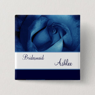 Badge Carré 5 Cm Rose nommé fait sur commande No. de bleu marine d