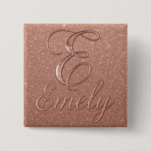 Badge Carré 5 Cm Rose personnalisé Parties scintillant Gold Design