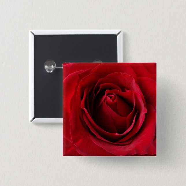 Badge Carré 5 Cm rose rouge profonde (Devant & derrière)