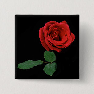 Badge Carré 5 Cm Rose rouge simple