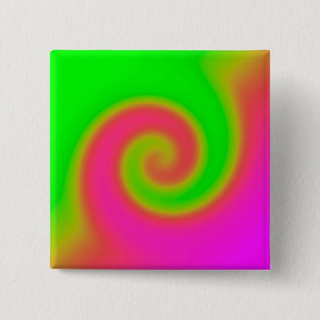 Badge Carré 5 Cm Rose vert torse (Devant)