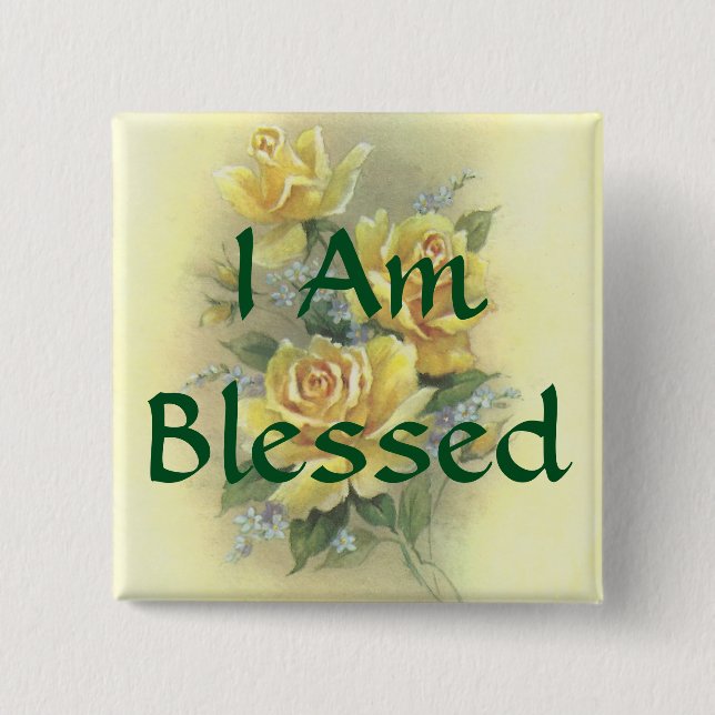 Badge Carré 5 Cm Roses jaunes (Devant)
