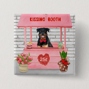 Badge Carré 5 Cm Rottweiler Chien Valentine's Day Kissing Booth