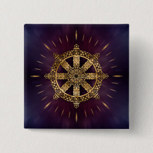 Badge Carré 5 Cm Roue Dharma - Dharmachakra