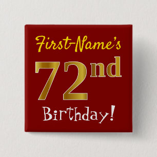 Badge Carré 5 Cm Rouge, anniversaire d'or de Faux