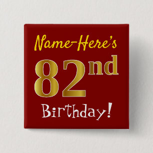 Badge Carré 5 Cm Rouge, anniversaire d'or de Faux