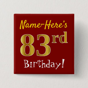 Badge Carré 5 Cm Rouge, anniversaire d'or de Faux