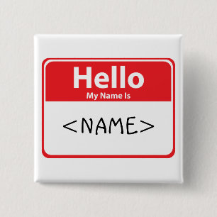 Badge Carré 5 Cm Rouge Bonjour Je M'appelle , ()