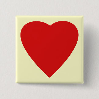 Badge Carré 5 Cm Rouge et Crème Love Coeur Design.